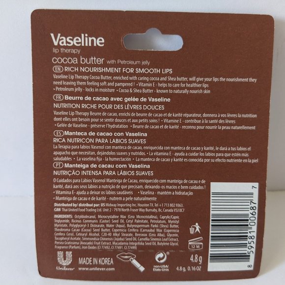 LOT OF 2 Cocoa Butter Vaseline Chapstick Petroleum Jelly Dry Chapped Lips SEALED - Picture 5 of 6